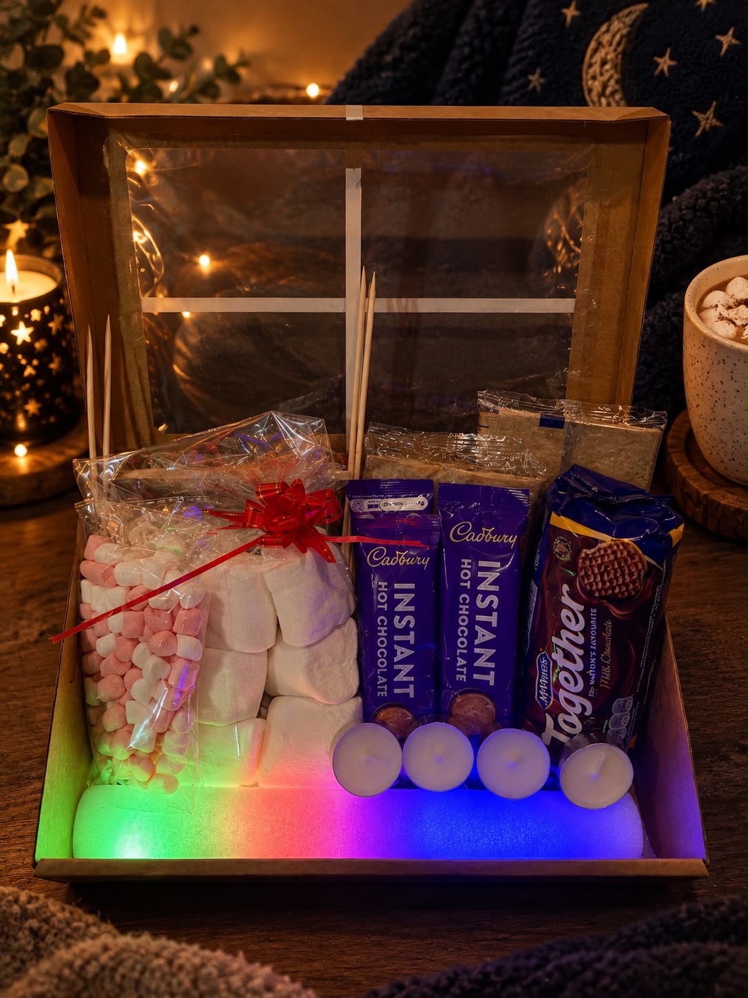Ultimate Family Movie Night Box - Vegetarian Cadbury Hot Chocolate & Popcorn Hamper