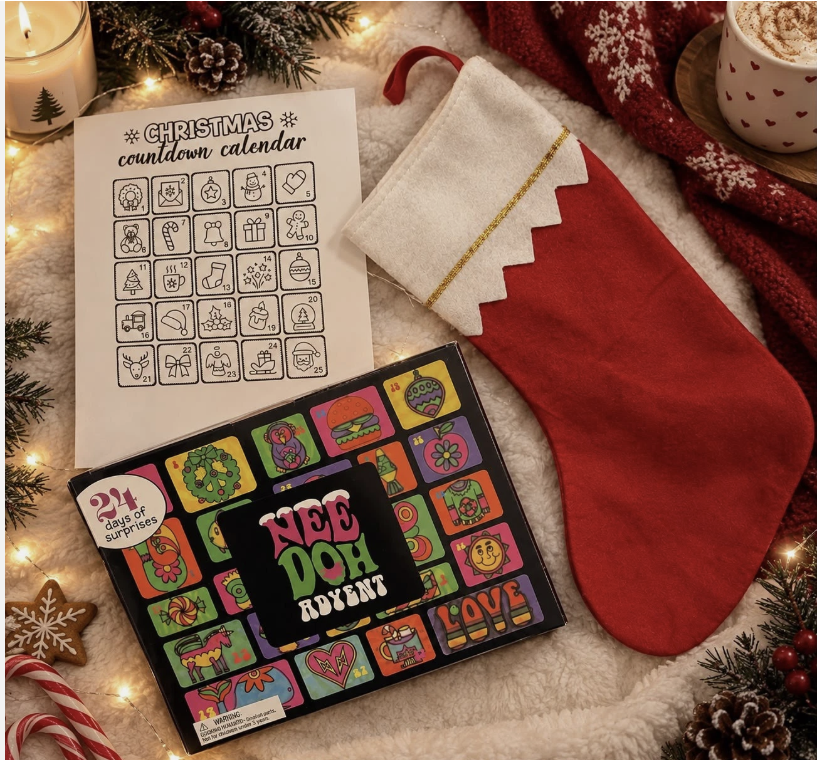 NeeDoh Fidget Advent Calendar 2026 with Christmas Stocking & Reward Chart Activity Bundle