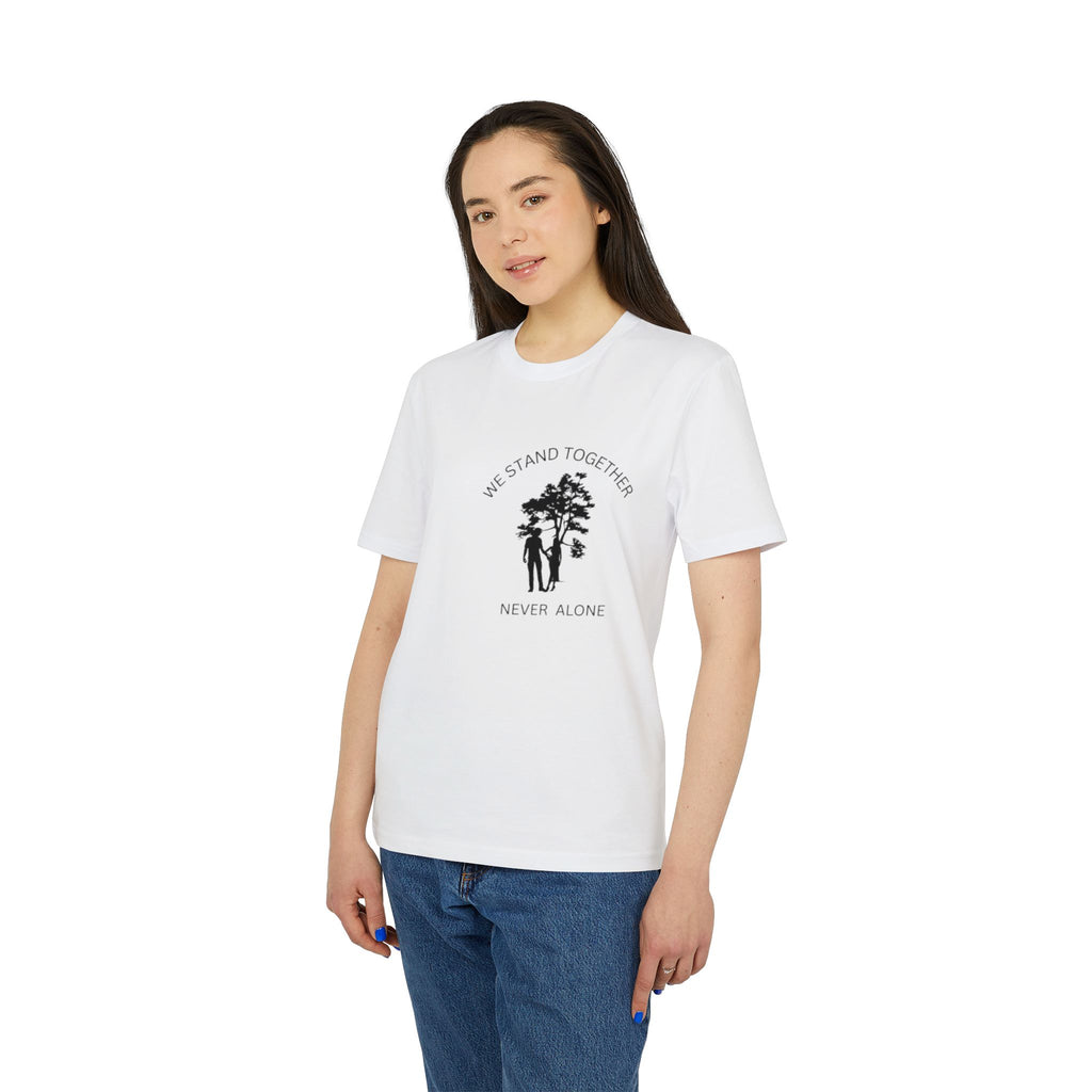 We Stand Together T-Shirt, Never Alone Tree Graphic Tee, Inspirational Nature Typography Shirt, Motivational Couple Slogan Top, Unity Gift